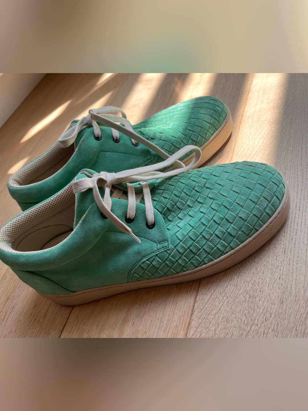 Bottega Veneta Green Suede Woven Low-Top Sneakers 44 men’s 11